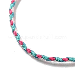 Collier en cordon rond tressé en polycoton de 2 mm avec fermoirs à pinces de homard en alliage et chaînes d'extrémité en fer&nbsp;NJEW-Q031-01B
