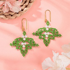 Orecchini pendenti con perle di vetro&nbsp;EJEW-MZ00285-02