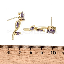 Pendientes de tuerca de circonio cúbico con micro pave de latón&nbsp;KK-CBA8324-20G