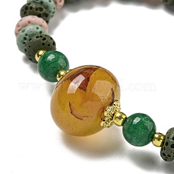 Braccialetti con perline intrecciate a rondelle di roccia lavica naturale tinta&nbsp;BJEW-Z026-01B
