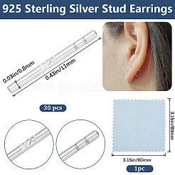 30 Stück 925 Ohrstecker aus Sterlingsilber mit 1 Stück doppelseitigem Silberpoliertuch aus Wildleder&nbsp;FIND-BBC0015-87