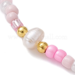 Set di 3 braccialetti con perline intrecciate di semi di vetro e perle naturali in 3 colori&nbsp;BJEW-JB09534