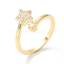 Anneaux de manchette en laiton micro pave zircone cubique&nbsp;RJEW-F114-03G
