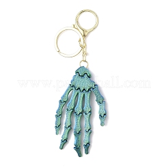 Halloween Schlüsselanhänger mit Skeletthand aus Kunststoff&nbsp;LS-HJEW-H063-01G-02