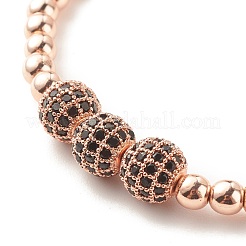 Bracciale elasticizzato in ematite sintetica con perline tonde e zirconi&nbsp;BJEW-JB07798-04