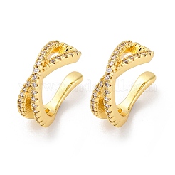 Orecchini a polsino con micro pavé di zirconi chiari in ottone placcato cremagliera&nbsp;EJEW-H147-06G