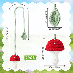 Decorazioni pendenti con funghi e foglie fatte a mano all'uncinetto in lana&nbsp;AJEW-WH0314-465
