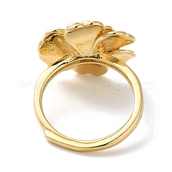 Anillos ajustables de circonita cúbica transparente micro pavimentados de latón con flor enchapada en estante&nbsp;RJEW-S413-02G