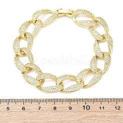 Panzerkettenarmbänder aus Messing mit Mikropflaster und klarem Zirkonia für Damen&nbsp;BJEW-A034-04B-G