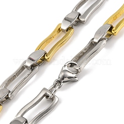 Collana con catena a maglie rettangolari ondulate in acciaio inossidabile 201&nbsp;NJEW-F22-39A-GP