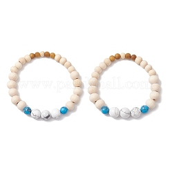 2 bracelet extensible pour couple avec perles en bois&nbsp;BJEW-JB11289
