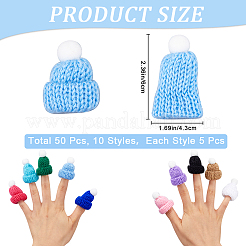50 Stück 10 Farben Polyester Puppenwollmütze&nbsp;DOLL-CP0001-01