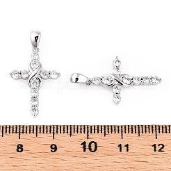 Rhodinierte 925 Sterling Silber Micro Pave klare Zirkonia Anhänger&nbsp;STER-T007-33P