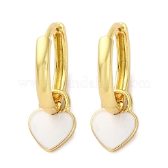 Pendientes de aro de latón esmaltado con forma de corazón&nbsp;EJEW-Q048-02G