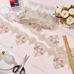 5 Yard Polyester-Stickerei-Spitzenbesatz aus hohlem Blumennetz&nbsp;SRIB-FG0001-22