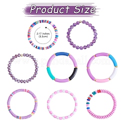 Set di 8 braccialetti elastici con perline di vetro e diaspro imperiale sintetico in 6 stili&nbsp;BJEW-SW00086-03