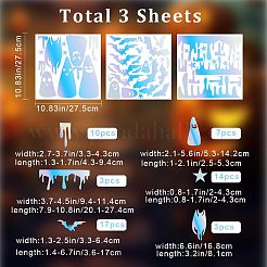 3 Blatt 3 Stile Halloween Laser PVC wasserdichte Autoaufkleber&nbsp;DIY-GF0007-24