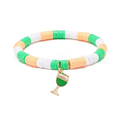 Set di braccialetti elastici heishi fatti a mano con perle d'acqua dolce del giorno di san patrizio e argilla polimerica&nbsp;BJEW-JB08768