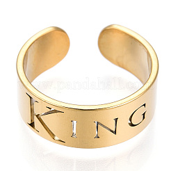 Bague ouverte en acier inoxydable 304 avec placage ionique (IP) pour femme&nbsp;RJEW-T027-09G