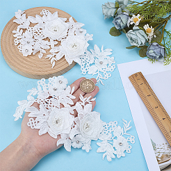 Accesorios de adorno para coser con bordado de flores de poliéster&nbsp;PATC-WH0006-55C