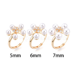Blumen Messing Micro Pave klare Zirkonia verstellbare Ringfassungen&nbsp;KK-T076-73G