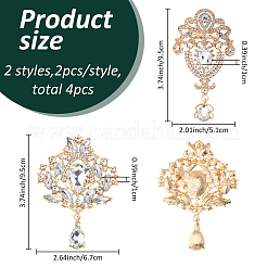 4 pz 2 stili spille in lega con strass&nbsp;JEWB-FH0002-23