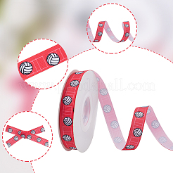 Ruban gros-grain en polyester imprimé sur le thème de la balle de sport de 25 yards&nbsp;OCOR-WH20002-03B-01