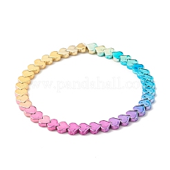 Braccialetti elastici con cuore in ematite sintetica a 2 pezzi e cubo con perline&nbsp;BJEW-JB07721