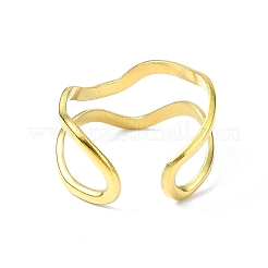 Placcatura ionica (ip) anello polsino aperto in acciaio inossidabile 304&nbsp;RJEW-L109-040G