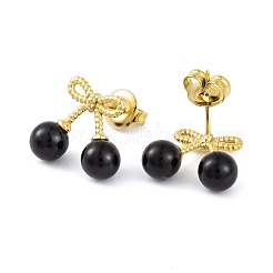 Orecchini a bottone in acciaio inossidabile smaltato 304 con placcatura ionica (ip) per donna&nbsp;EJEW-A049-17G-02