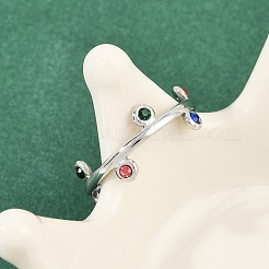 Anelli aperti con polsino in acciaio inossidabile 304 con strass per donna&nbsp;RJEW-K301-07P-01
