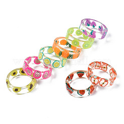 Transparenter Harz-Frucht-Fingerring für Frauen&nbsp;RJEW-T022-030