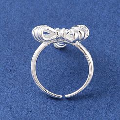 Offene Manschettenringe aus Messing mit Schleife für Damen&nbsp;RJEW-P124-01S