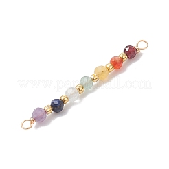 Dijes conectores de cuentas redondas facetadas de chakras: aguamarina natural&nbsp;PALLOY-JF04565-04