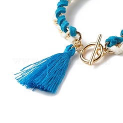 Braccialetto di fascino con nappa in poliestere per ragazze adolescenti&nbsp;X1-BJEW-TA00021-3
