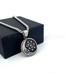 Herren-Halskette mit Mond- und Sternanhänger aus Edelstahl 304 im Punk-Vintage-Stil&nbsp;LK3922
