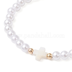 3 Stück 3 Stile ABS-Kunststoff-Imitationsperlen und Muschelperlen Stretch-Armbänder für Frauen&nbsp;BJEW-JB11796