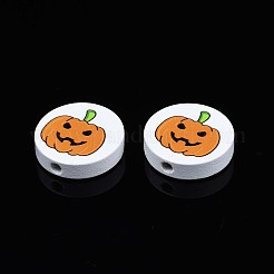 Halloween bedruckte Naturholzperlen&nbsp;WOOD-T021-91