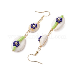 Orecchini pendenti con fiori di conchiglia di ciprea&nbsp;EJEW-MZ00250-05