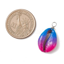 Pendentifs en coquillage cauri naturel peints à la bombe bleu ciel profond&nbsp;PALLOY-JF04260-01
