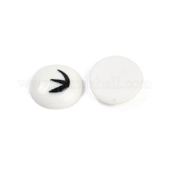 Cabochon in resina rotondi piatti bianchi e neri a forma di cartone animato&nbsp;CRES-Q009-01B