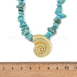 Collares de mujer con colgantes de animales marinos de latón y turquesa sintética.&nbsp;NJEW-JN06424-02