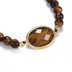 Natürliche Tigerauge geflochtenen Perlen Armbänder&nbsp;BJEW-JB04210-03
