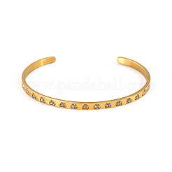 Brazalete abierto de acero inoxidable 304 con circonitas cúbicas transparentes en forma de corazón para mujer.&nbsp;WG7A2FA-01