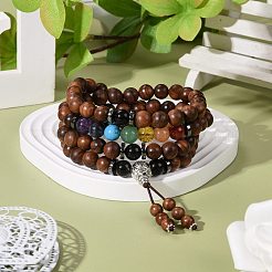 Bracelets enroulés de perles de bois naturel&nbsp;BJEW-JB07022-03