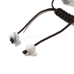Pulseras redondas de cuentas trenzadas de howlita sintética de 12.5 mm para mujeres y hombres&nbsp;BJEW-C060-01I