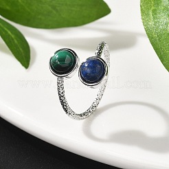 Fingerringe aus natürlichem Malachit und Lapislazuli&nbsp;RJEW-A068-03P-01
