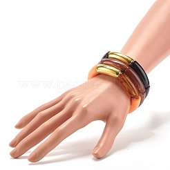 Set di braccialetti elastici per donna con perline tubolari curve in acrilico e plastica ccb&nbsp;BJEW-JB07318