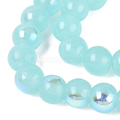 Chapelets de perles en verre d'imitation jade électrolytique&nbsp;EGLA-Q132-6MM-01B-06