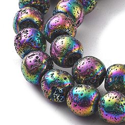 Brins de perles de pierre de lave naturelle galvanisées&nbsp;G-A251-B01-01I